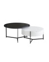 Tavolino rotondo da salotto Velvi bianco e nero – Eleganza funzionale in due livelli