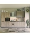 Cucina 330 cm rovere rustico e tortora lucido Durazzo Glam sinistra