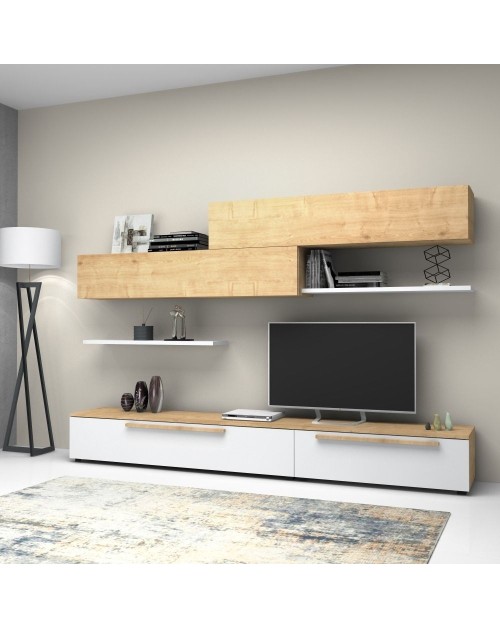 Parete attrezzata Kombat 260 colore rovere bianco
