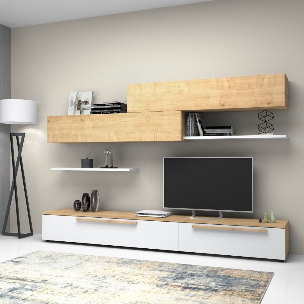 Parete attrezzata Kombat 260 colore rovere bianco