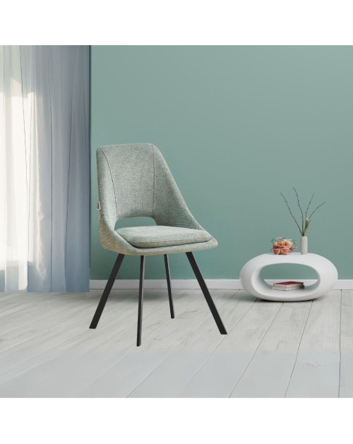 Set 2 sedie con cuscino imbottito tessuto verde Blauss