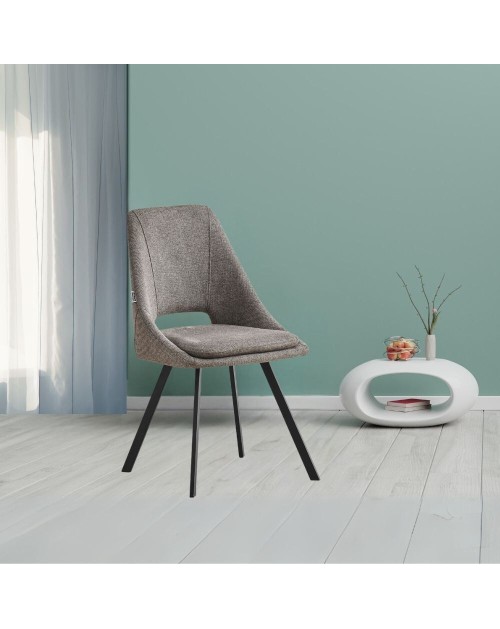 Set 2 sedie con cuscino imbottito tessuto grigio Blauss