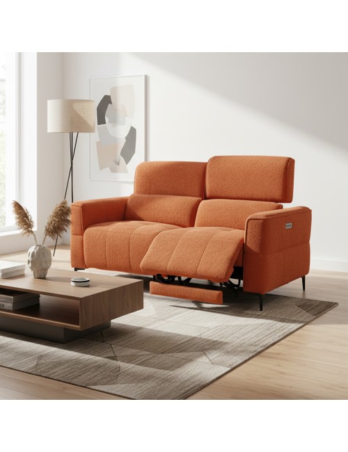 Divano recliner Luxora 2 posti elettrico in tessuto aragosta 174 cm