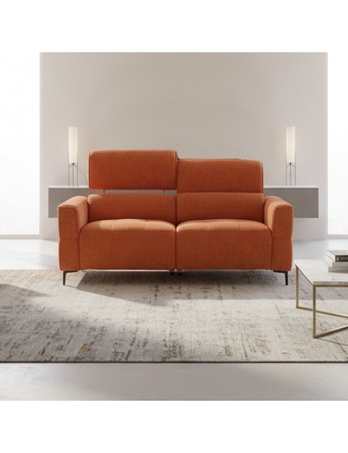 Divano recliner Luxora 2 posti elettrico in tessuto aragosta 174 cm