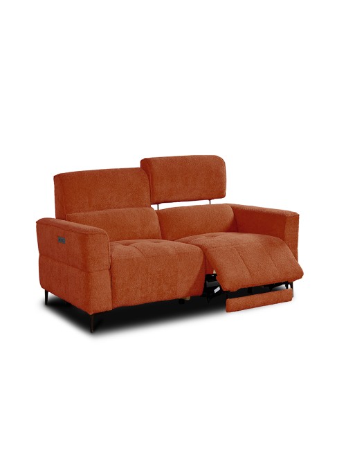 Divano recliner Luxora 2 posti elettrico in tessuto aragosta 174 cm