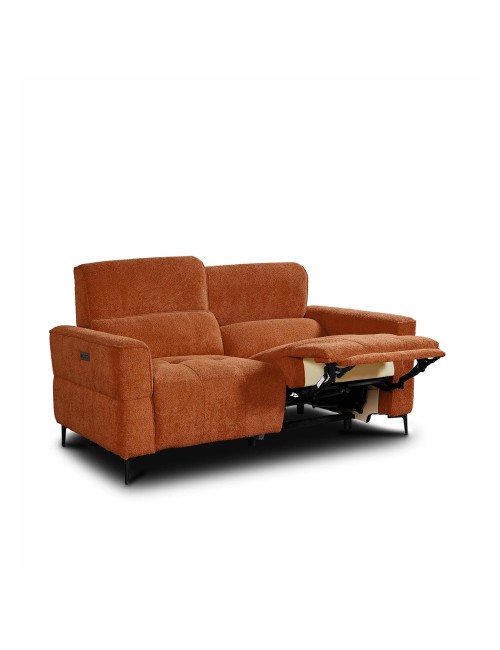 Divano recliner Luxora 2 posti elettrico in tessuto aragosta 174 cm