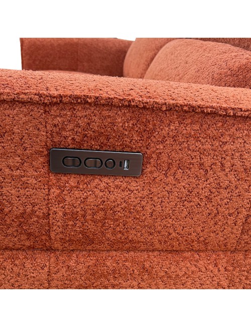 Divano recliner Luxora 2 posti elettrico in tessuto aragosta 174 cm