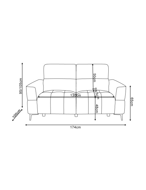 Divano recliner Luxora 2 posti elettrico in tessuto aragosta 174 cm
