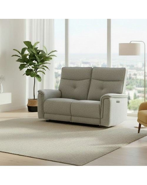 Divano recliner Elysio 2 posti elettrico in tessuto grigio 157 cm
