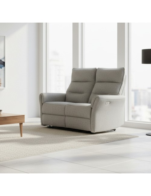 Divano recliner Softwave 2 posti elettrico in tessuto grigio 134 cm