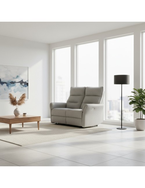 Divano recliner Softwave 2 posti elettrico in tessuto grigio 134 cm