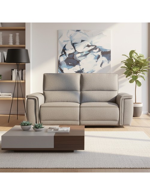 Divano recliner elettrico Velveta 2 posti tessuto grigio 164 cm