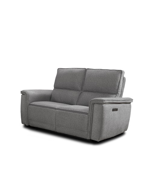 Divano recliner elettrico Velveta 2 posti tessuto grigio 164 cm