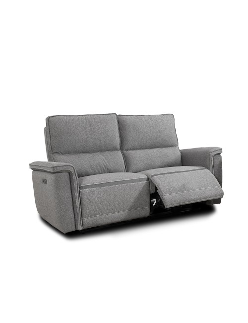 Divano recliner elettrico Velveta 2 posti tessuto grigio 164 cm