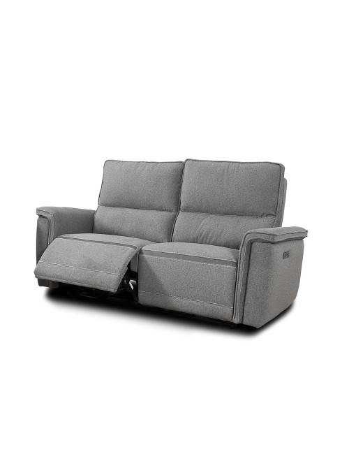 Divano recliner elettrico Velveta 2 posti tessuto grigio 164 cm