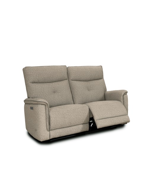 Divano recliner Elysio 2 posti elettrico in tessuto sabbia 157 cm