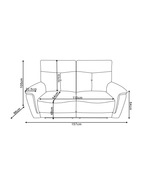Divano recliner Elysio 2 posti elettrico in tessuto sabbia 157 cm