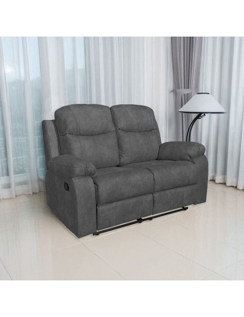 Divano Chicago 2 posti reclinabile colore grigio scuro 154x90x100H