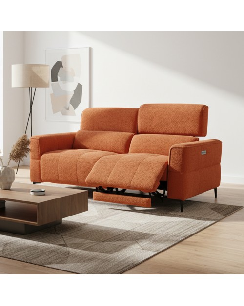 Divano recliner Luxora 3 posti elettrico in tessuto aragosta 197 cm