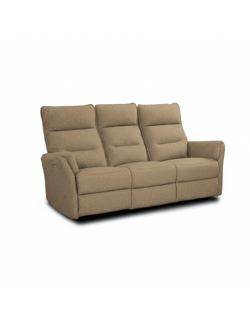 Divano recliner Softwave 3 posti elettrico in tessuto camel 186 cm