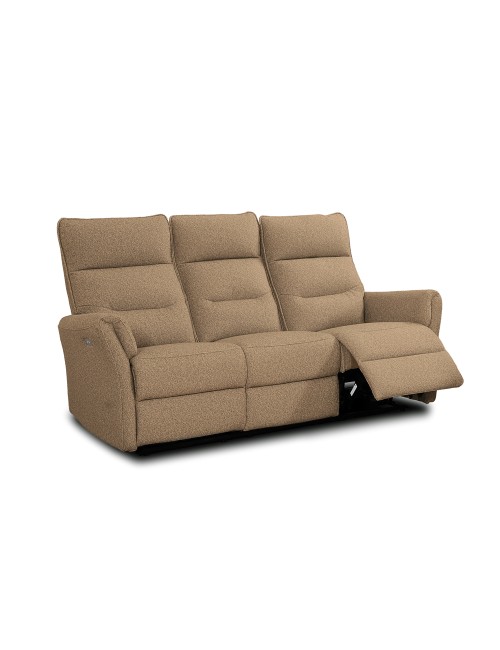 Divano recliner Softwave 3 posti elettrico in tessuto camel 186 cm