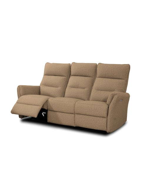 Divano recliner Softwave 3 posti elettrico in tessuto camel 186 cm