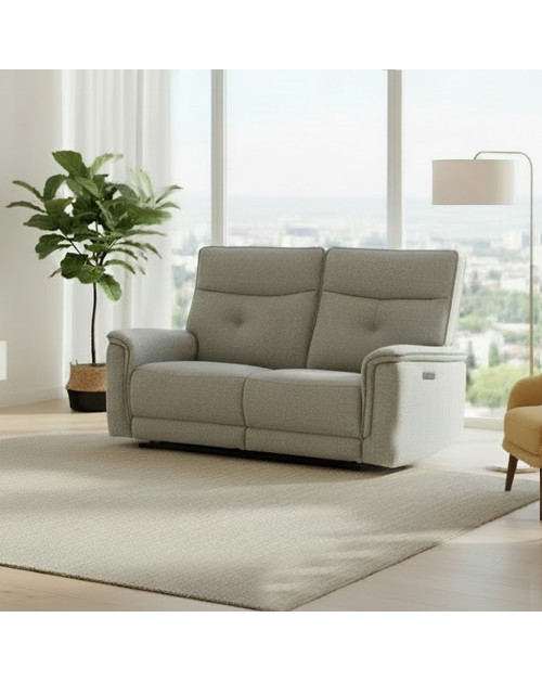 Divano recliner Elysio 3 posti elettrico in tessuto grigio 198 cm
