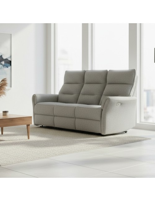 Divano recliner Softwave 3 posti elettrico in tessuto grigio 186 cm