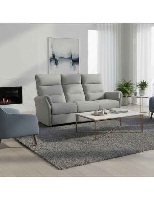 Divano recliner Softwave 3 posti elettrico in tessuto grigio 186 cm