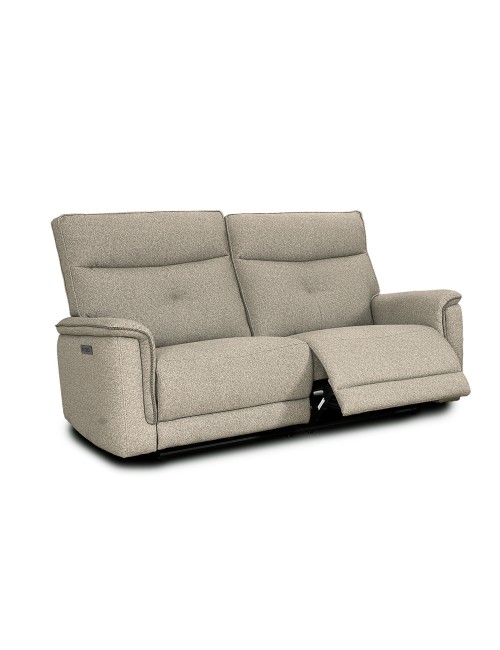 Divano recliner Elysio 3 posti elettrico in tessuto sabbia 198 cm