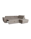 Divano Letto Angolare Fiona con Penisola Destra e Pouf Contenitore – Tortora