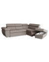 Divano Letto Angolare Fiona con Penisola Destra e Pouf Contenitore – Tortora