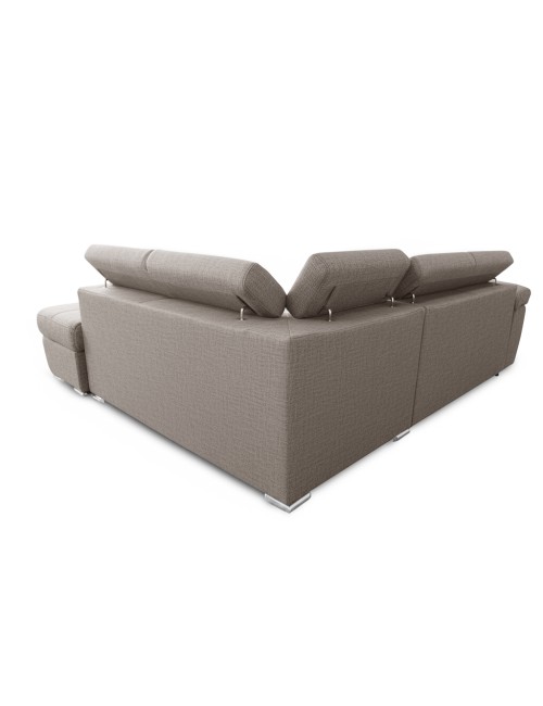 Divano Letto Angolare Fiona con Penisola Destra e Pouf Contenitore – Tortora