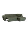 Divano Letto Angolare Fiona con Penisola Destra e Pouf Contenitore – Verde Oliva
