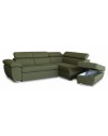 Divano Letto Angolare Fiona con Penisola Destra e Pouf Contenitore – Verde Oliva