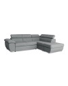 Divano Letto Angolare Fiona con Penisola Destra e Pouf Contenitore – Grigio