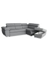 Divano Letto Angolare Fiona con Penisola Destra e Pouf Contenitore – Grigio