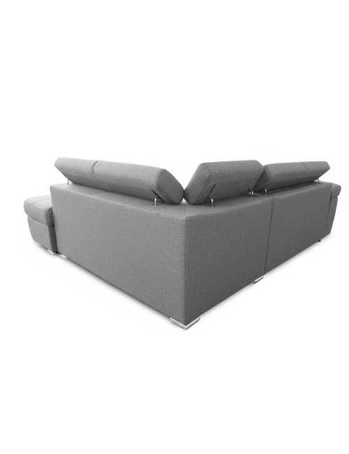 Divano Letto Angolare Fiona con Penisola Destra e Pouf Contenitore – Grigio
