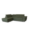 Divano Letto Angolare Fiona con Penisola Sinistra e Pouf Contenitore – Verde Oliva