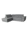 Divano Letto Angolare Fiona con Penisola Sinistra e Pouf Contenitore – Grigio