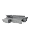 Divano Letto Angolare Fiona con Penisola Sinistra e Pouf Contenitore – Grigio