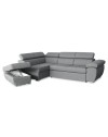 Divano Letto Angolare Fiona con Penisola Sinistra e Pouf Contenitore – Grigio