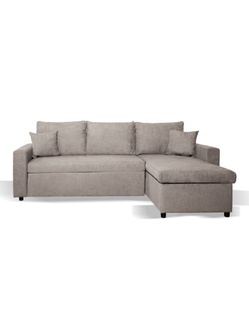 Divano con penisola reversibile funzione letto Golf tessuto tortora 225x148x91H