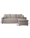 Divano con penisola reversibile funzione letto Golf tessuto tortora 225x148x81H