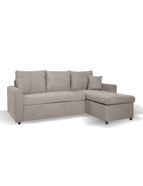 Divano con penisola reversibile funzione letto Golf tessuto tortora 225x148x91H