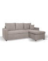 Divano con penisola reversibile funzione letto Golf tessuto tortora 225x148x81H