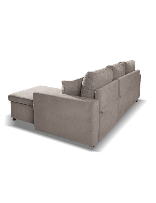 Divano con penisola reversibile funzione letto Golf tessuto tortora 225x148x81H