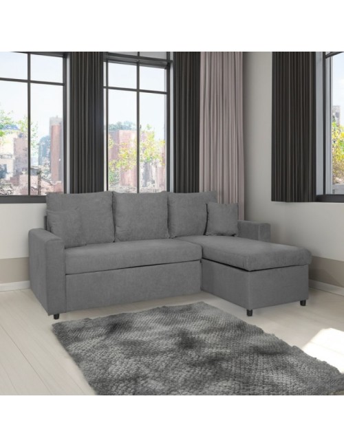Divano con Penisola Reversibile Funzione Letto Golf Colore Grigio Enjoy23