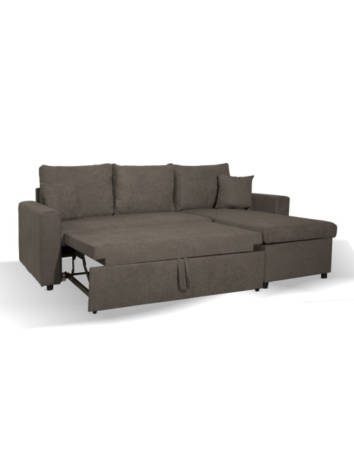 Divano con penisola reversibile funzione letto Golf tessuto khaki Enjoy09 225x148x81H