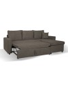Divano con penisola reversibile funzione letto Golf tessuto khaki Enjoy09 225x148x91H